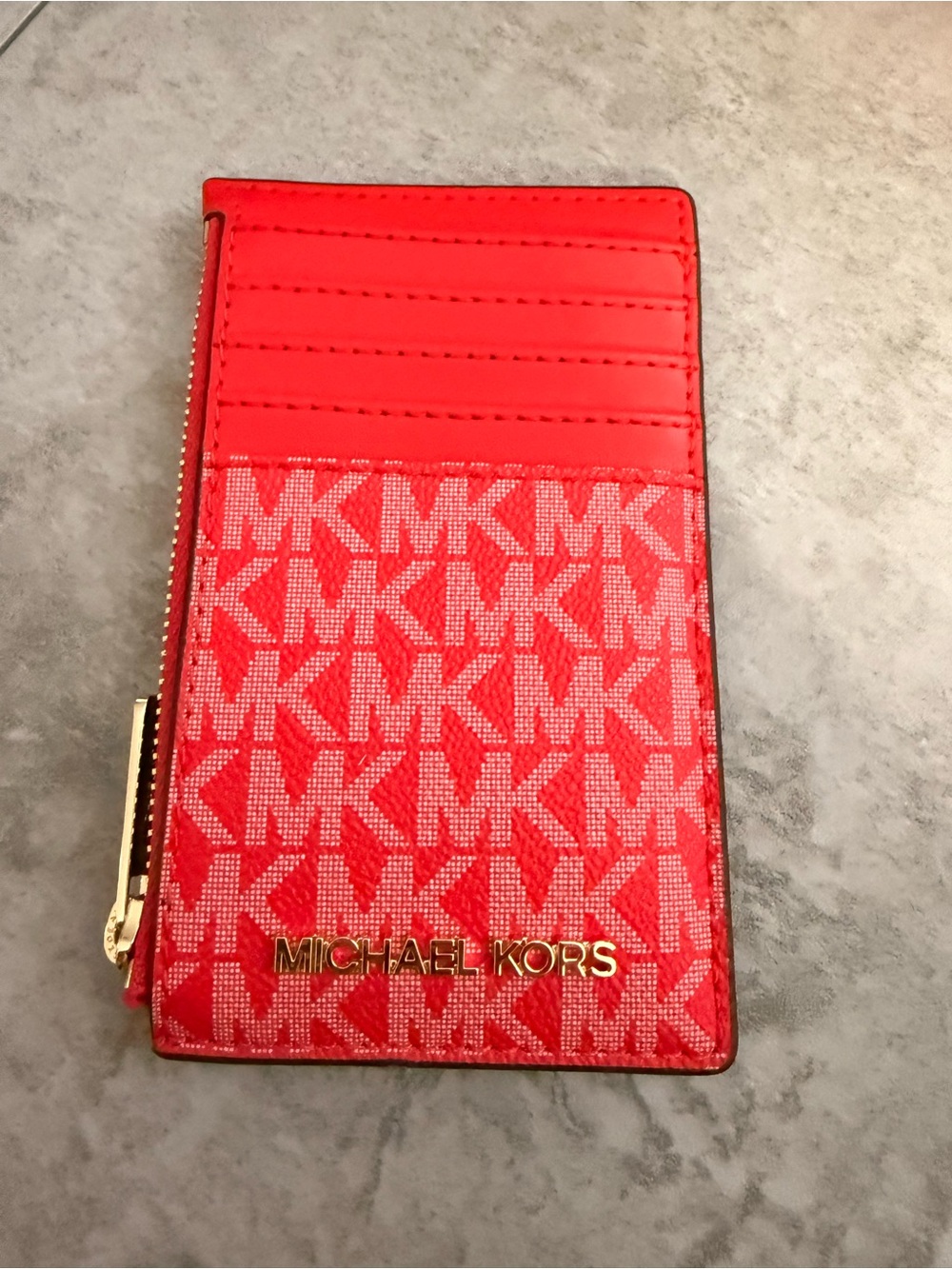 Michael Kors Red Signature MK Card Case with Zip